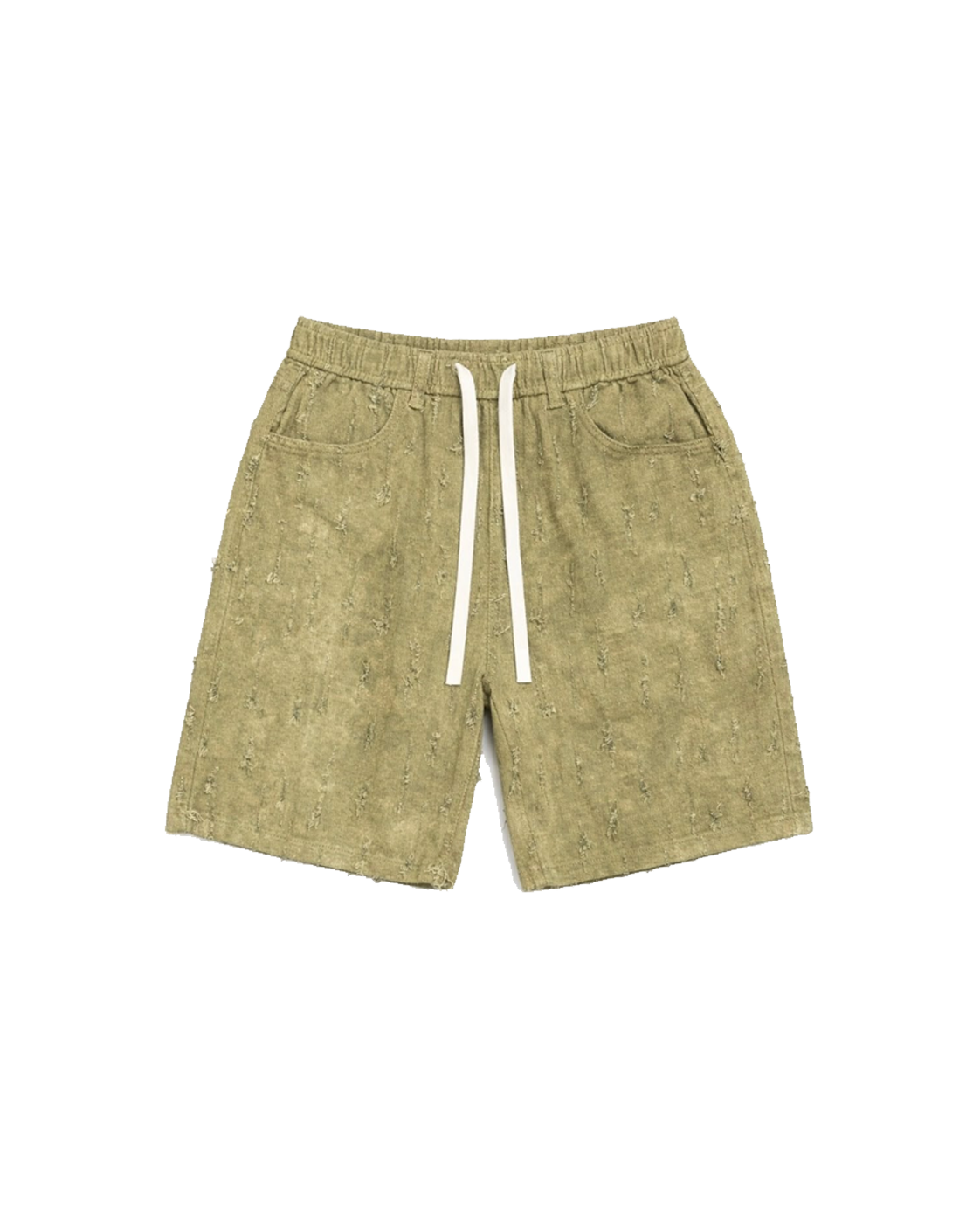 Stone Wash Khaki Denim Shorts