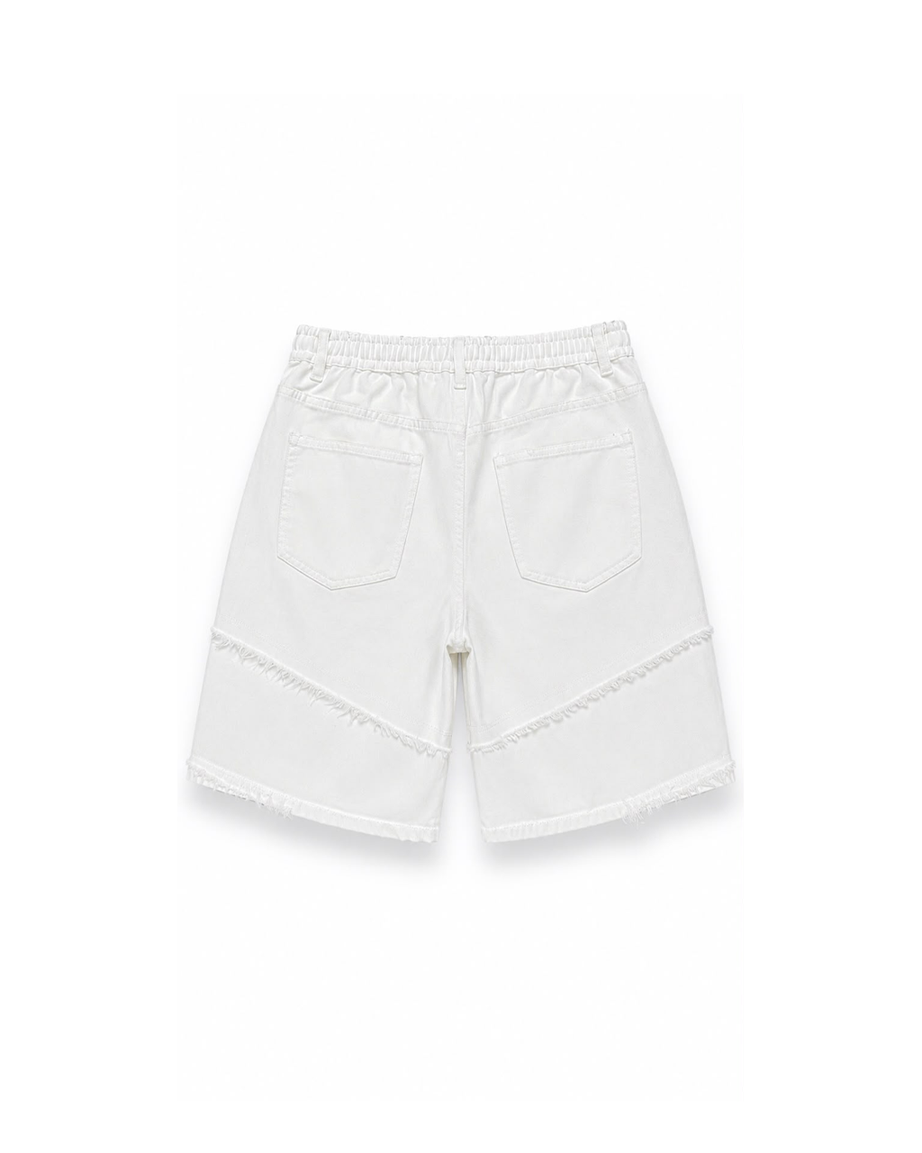 White Patchwork Denim Shorts