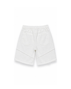 White Patchwork Denim Shorts