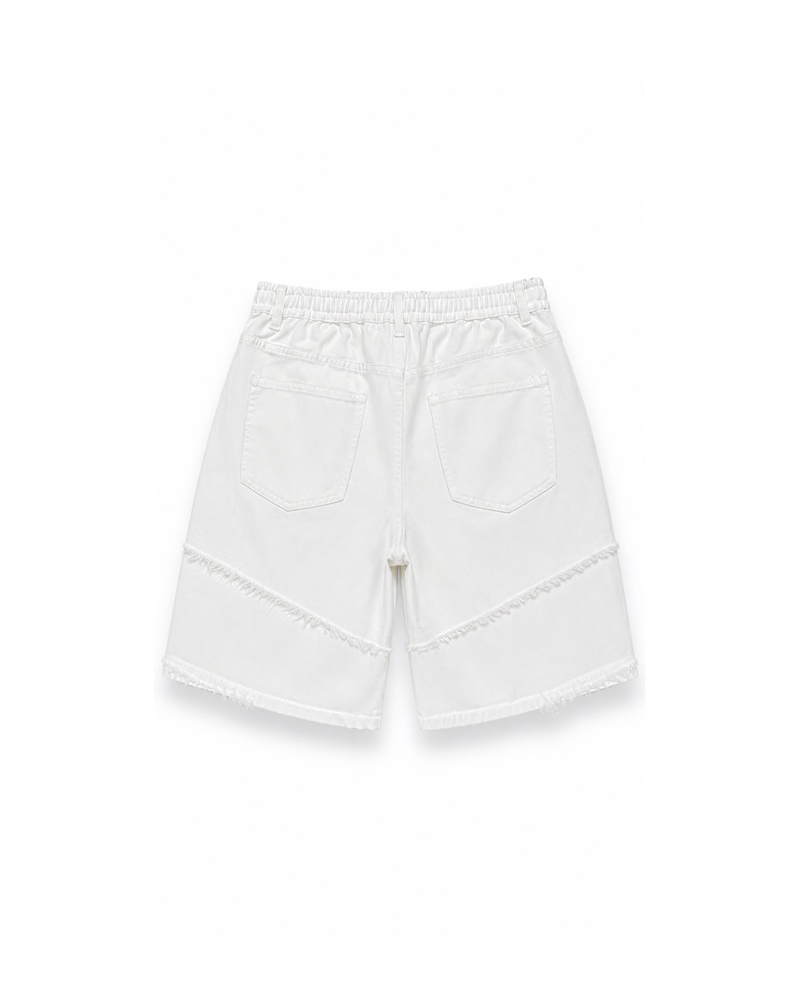 White Patchwork Denim Shorts