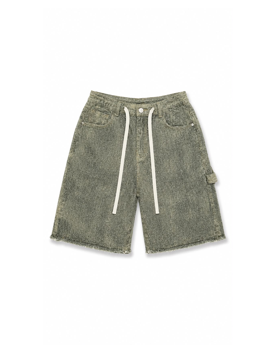 Washed Olive Denim Shorts