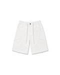 White Patchwork Denim Shorts