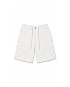 White Patchwork Denim Shorts